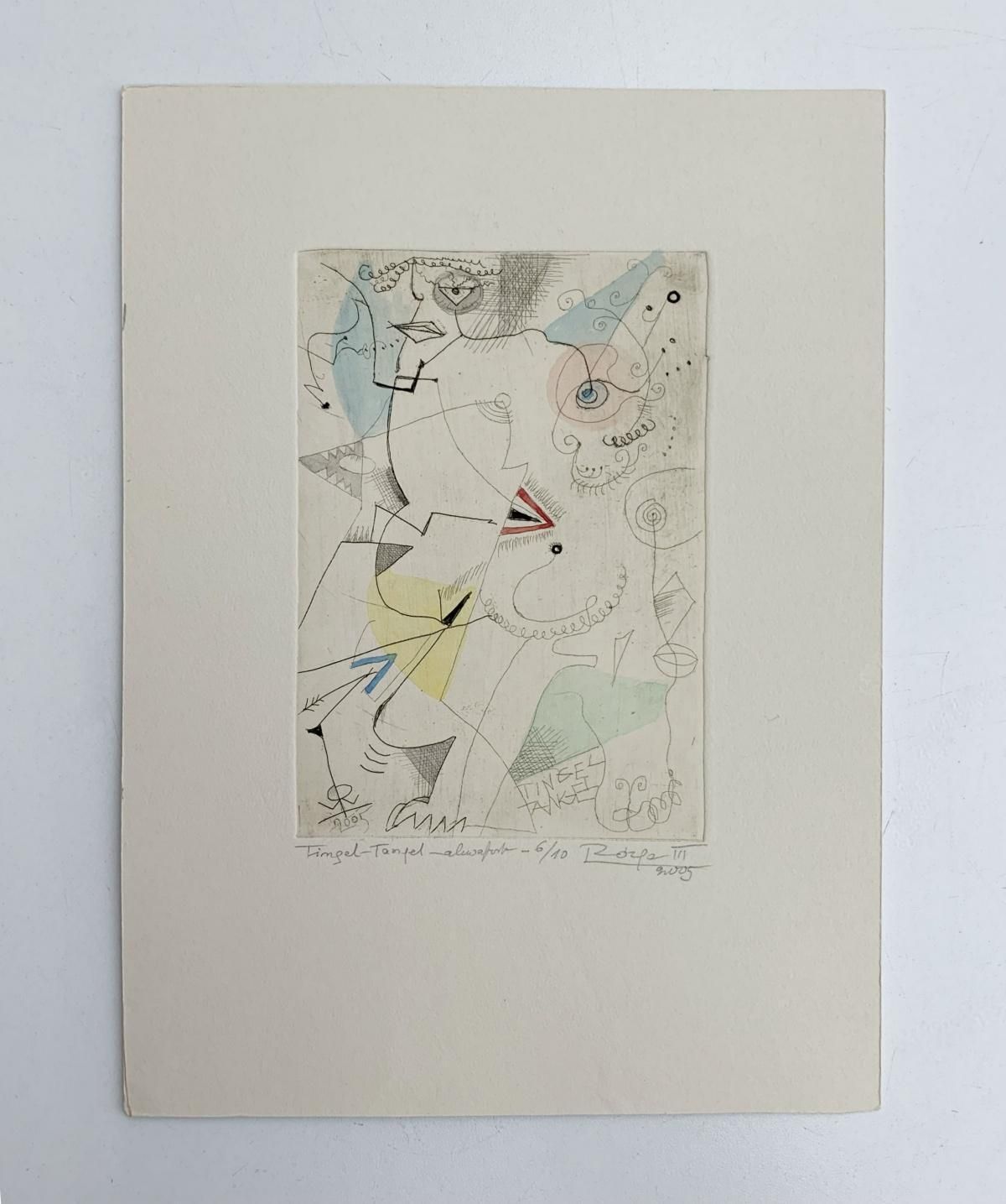 Leszek Rózgatingel Tangel     Abstract Etching & Watercolor, Colorful, Surrealist2005 photo Art