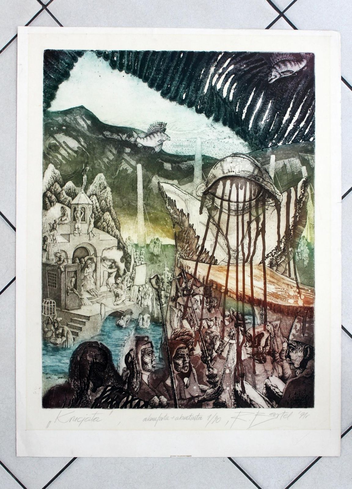 Rober Bartelcrusade  Contemporary Graphics, Etching, Aquatint, Xxi Century1991 photo furniture