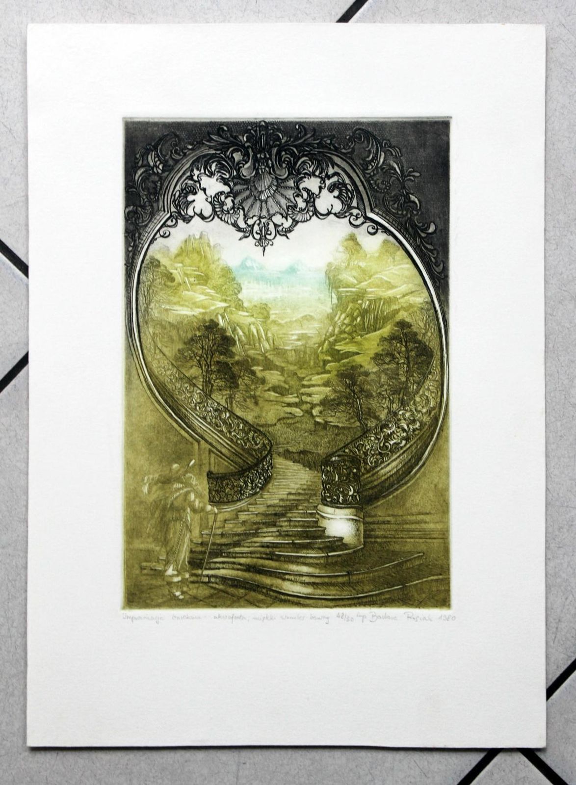Barbara Rosiaka Baroque Improvisation  XX Century, Architecture Etching Print, Landscape1980 photo furniture