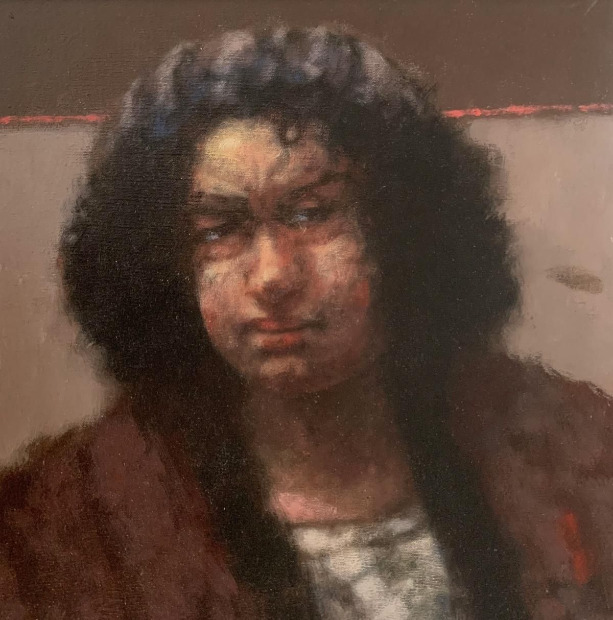 Adam Marczukiewiczportrait. Figurative Oil Painting, Dark Tones, Polish Artist1996 photo vintage