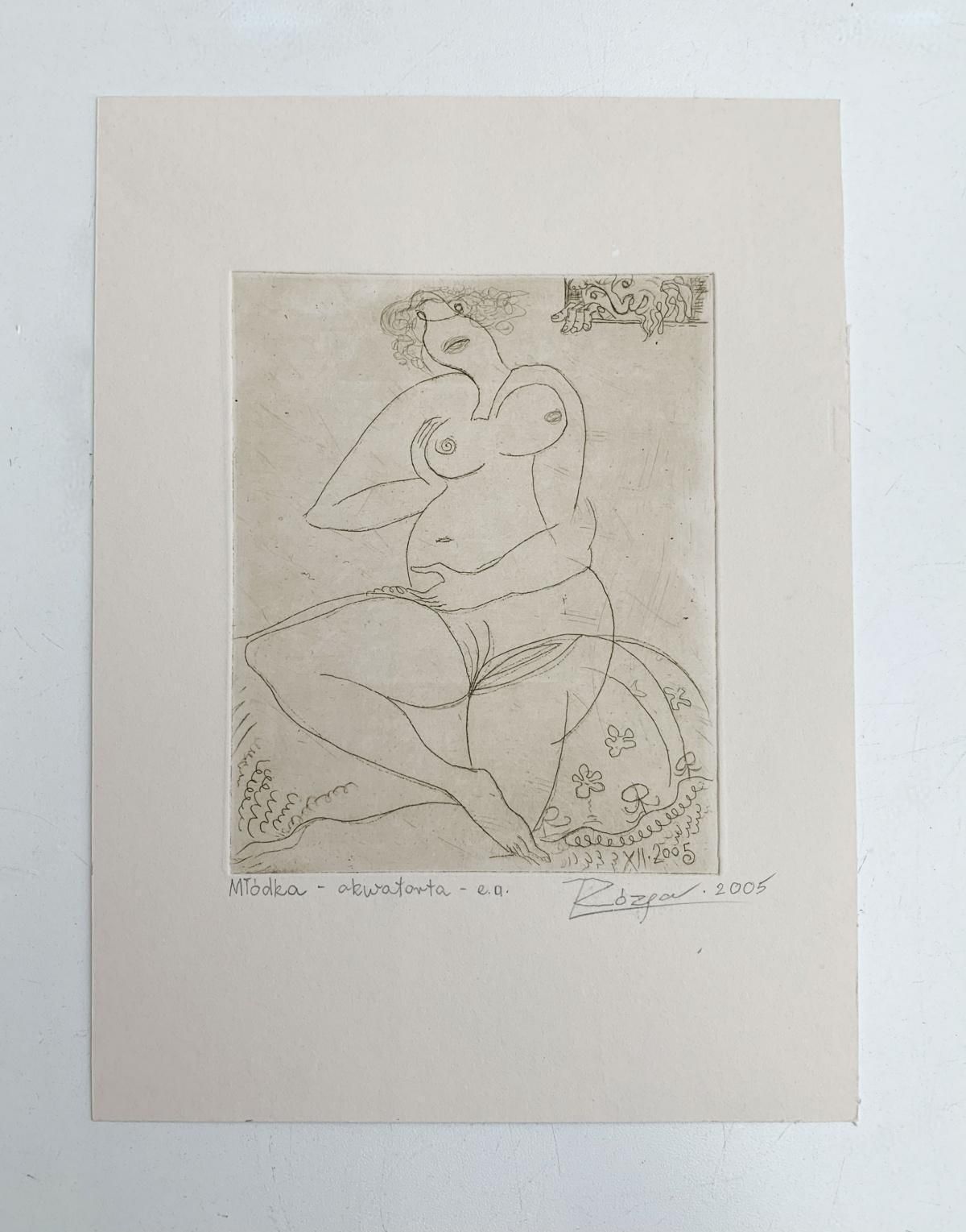 Leszek Rózgayoung Lady   Xxi Century, Figurative Etching Print, Nude2005 photo Art