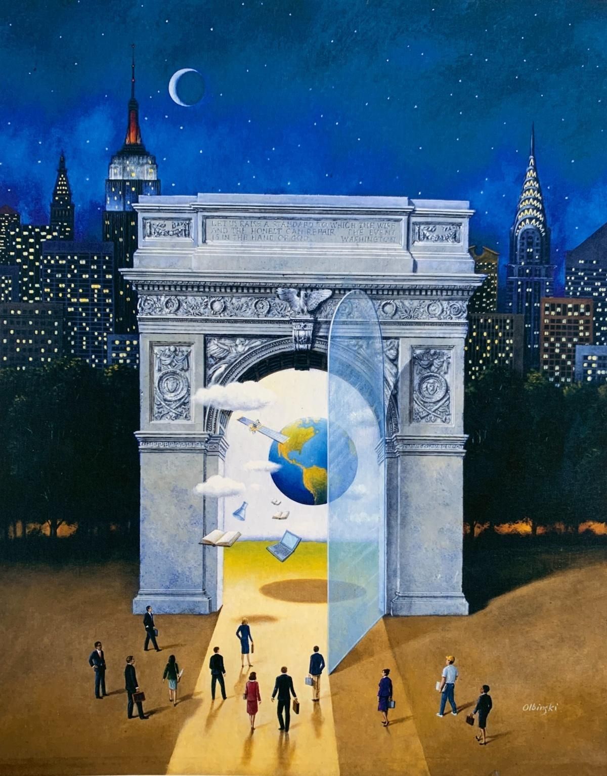 Rafał Olbińskiwashington Square   Surrealist Print, Figurative, Landscape, Vibrant Colors2022