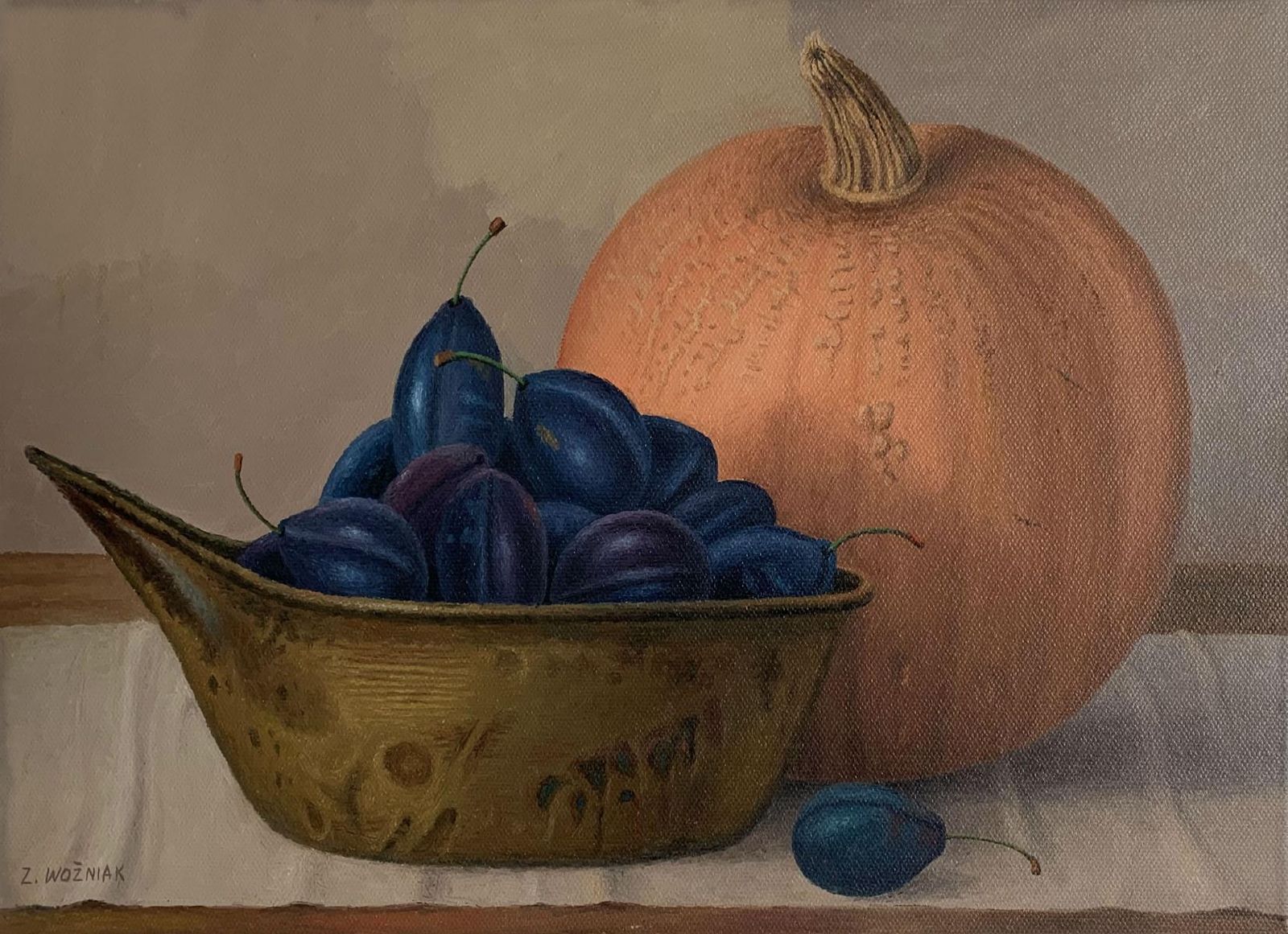 Zbigniew Wozniakstill Life With Pumpkin   Figurative Oil Painting, Realism, Polish Art2020