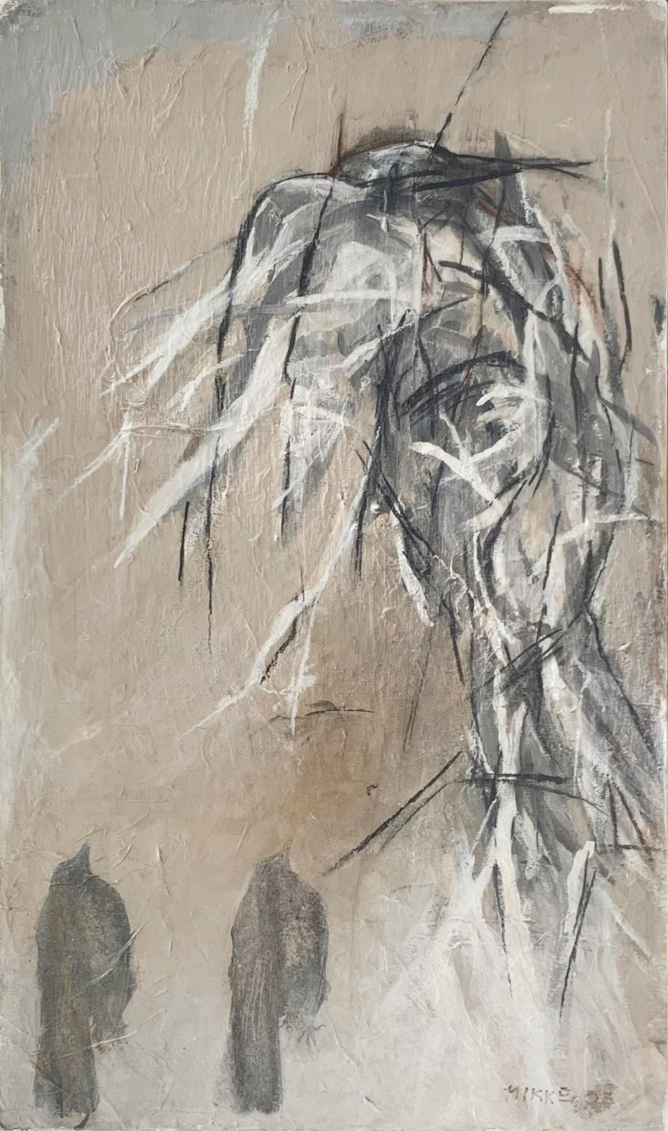 Anna Mikkecrows. Contemporary Mixed Media Painting, Abstraction, Birds, Polish Art2003