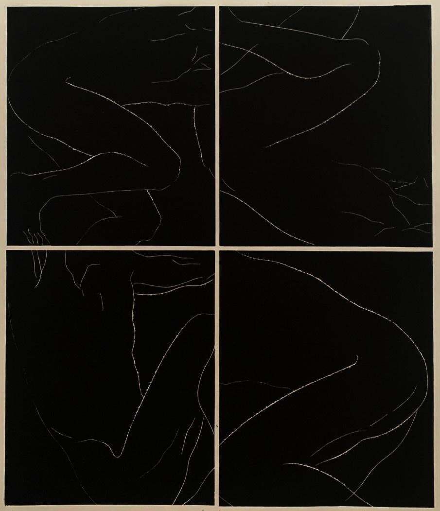 Luiza Kasprzykwindows. Young Artist, Figurative Print, Linocut, Black & White, Polish Art2023