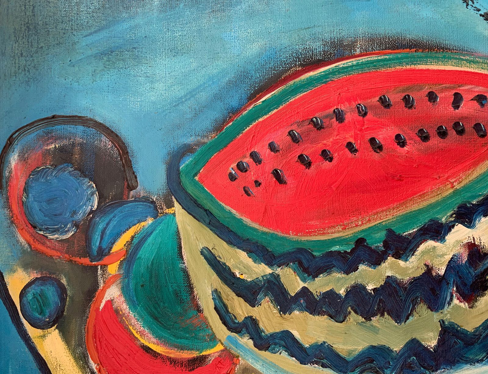Marzena Miskiewiczstill Life With A Watermelon   XX Century, Acrylic & Oil Painting, Bright Colors2000 photo 510.0