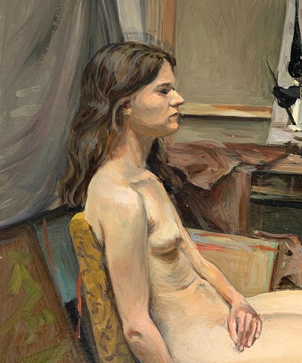 Agnieszka Staak Janczarskaa Sitting One   Figurative Oil Realistic Painting, Young Artist, Female Nude2020 photo Art