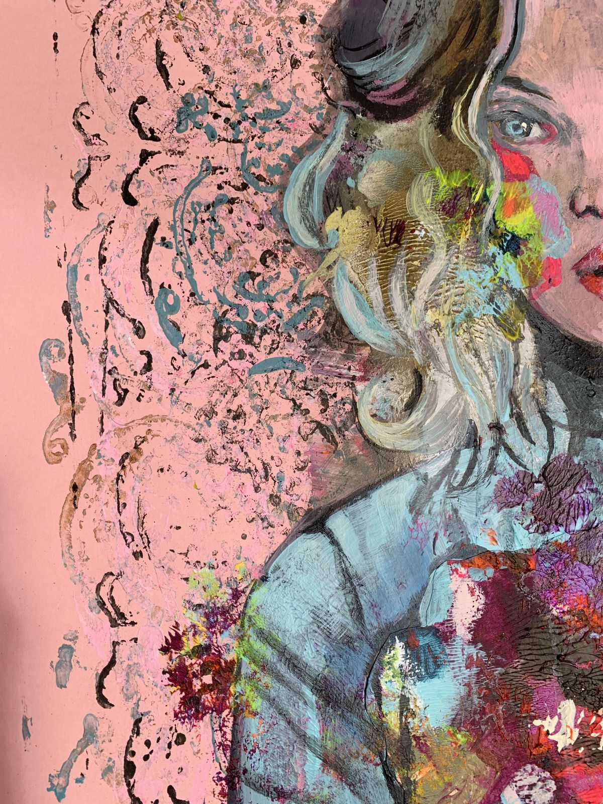 Paulina Maksjana Heart   Xxi Century, Figurative Acrylic Painting, Female Portrait2019 photo for sale