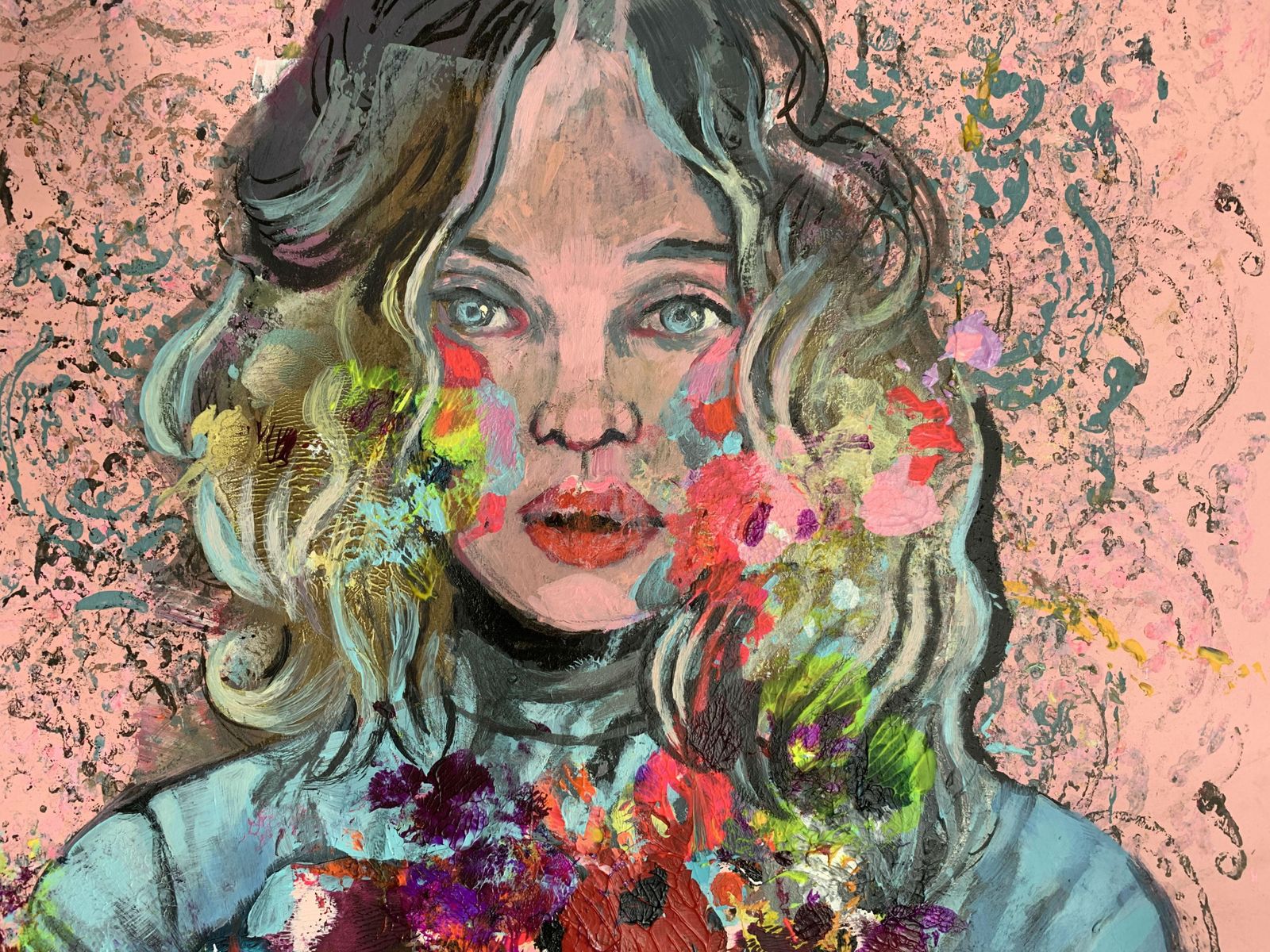 Paulina Maksjana Heart   Xxi Century, Figurative Acrylic Painting, Female Portrait2019 photo Art