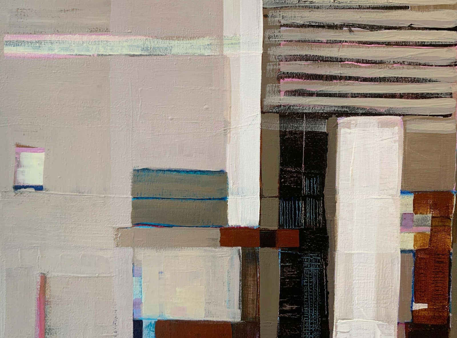 Art Iwona Delińskaa Composition. Geometrical Abstract Oil Painting, Polish Artist2005 photo