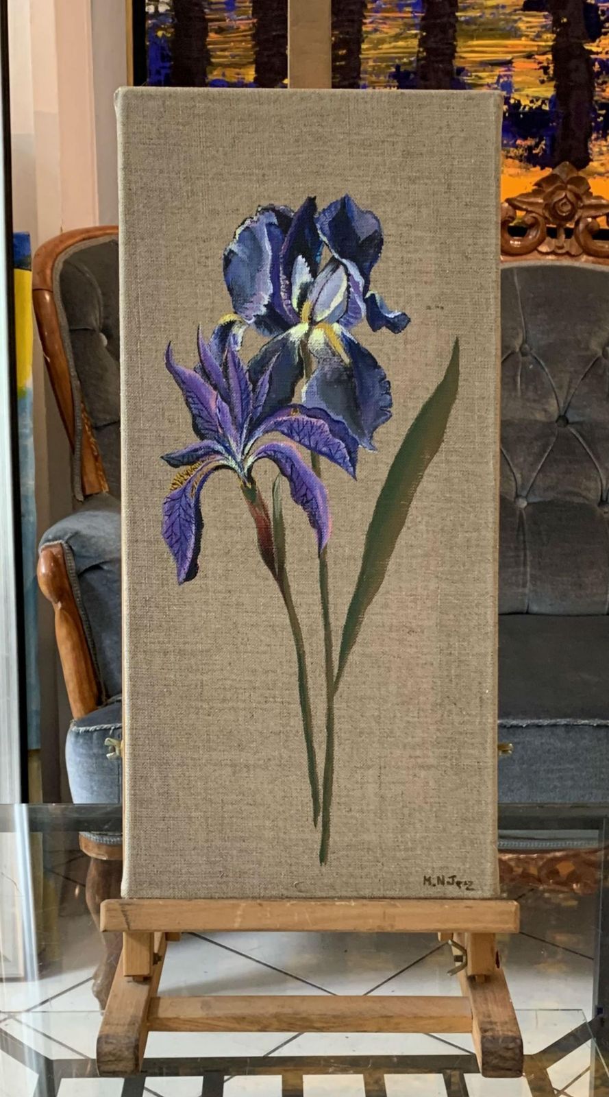 Magdalena Nałęczuntitled   Figurative Painting, Realistic, Vibrant Colors, Still Life, Flowers2020 photo furniture