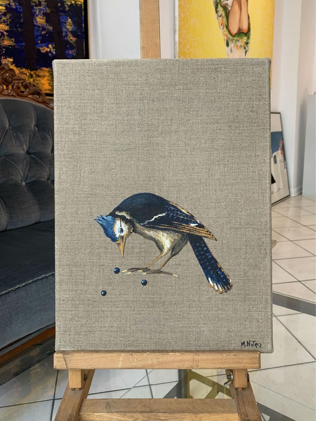 Magdalena Nałęczuntitled. Figurative Actylic Painting, Bird, Realistic, Polish Artist2020 photo furniture
