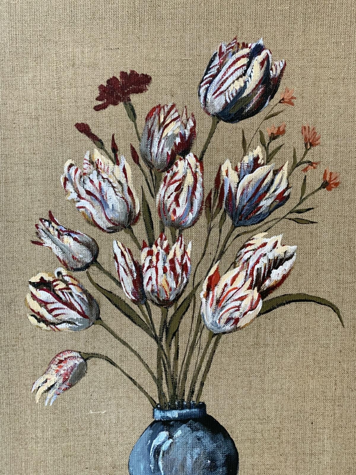 Magdalena Nałęcztulips   Figurative Acrylic Painting, Realistic, Vibrant Colors, Still Life2020 photo for sale