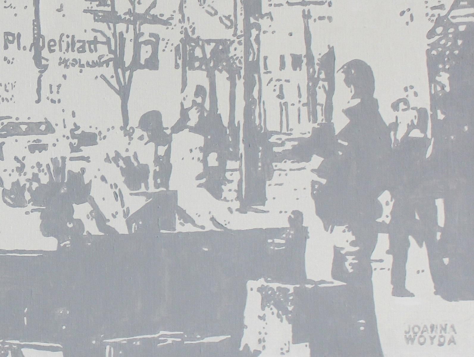 Joanna Woydawarsaw   Xxi Century Contemporary Oil & Acrylic Painting City View Monochromatic2017 photo for sale