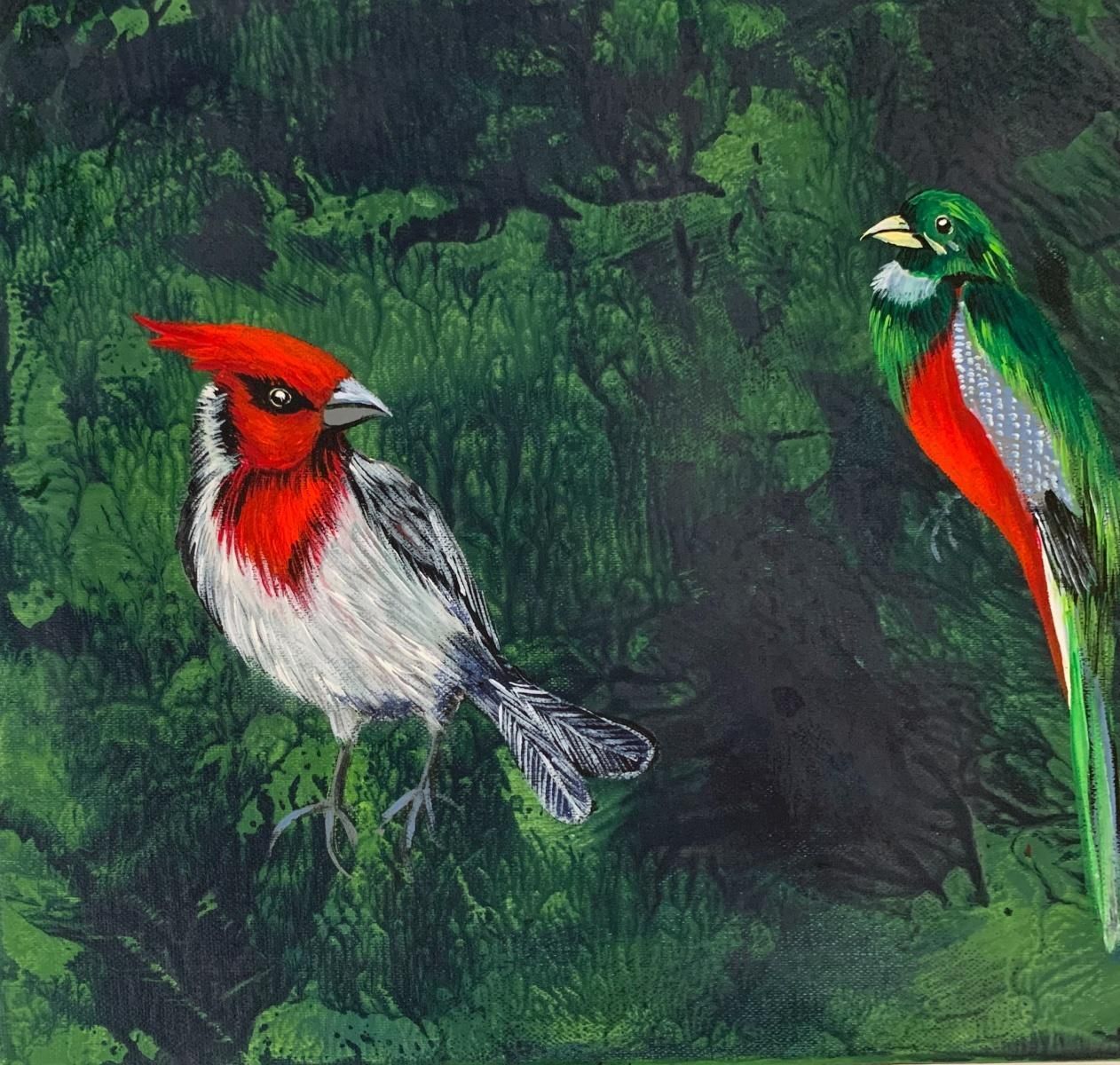 Magdalena Nałęczgardens Of Delight 32   Figurative Acrylic Painting Animals Bright Colours Birds2021 photo for sale