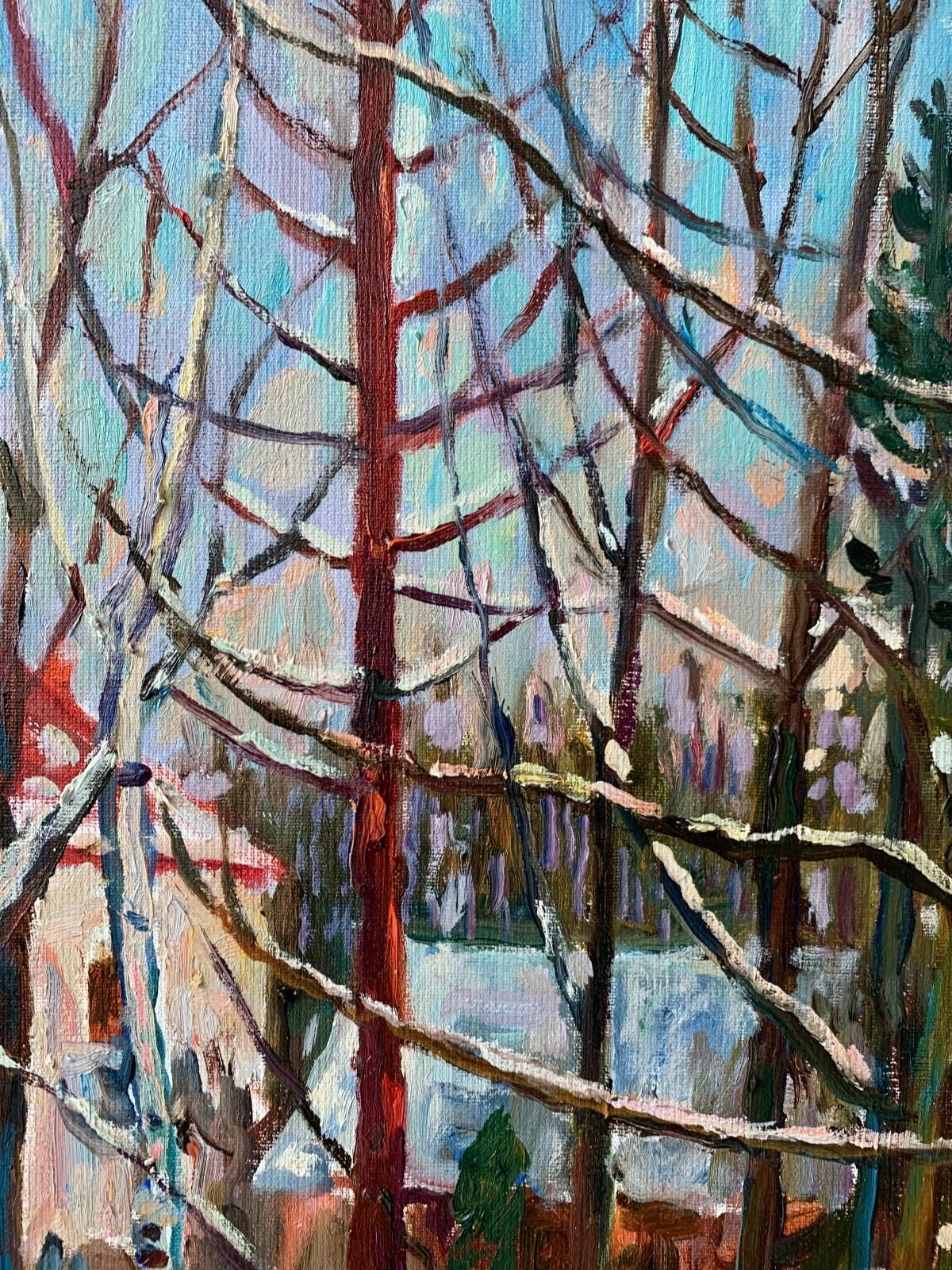 Marek Niedojadłoin The Winter Sun   Oil Painting, Colourful, Vertcal, Trees2021 photo 850.0