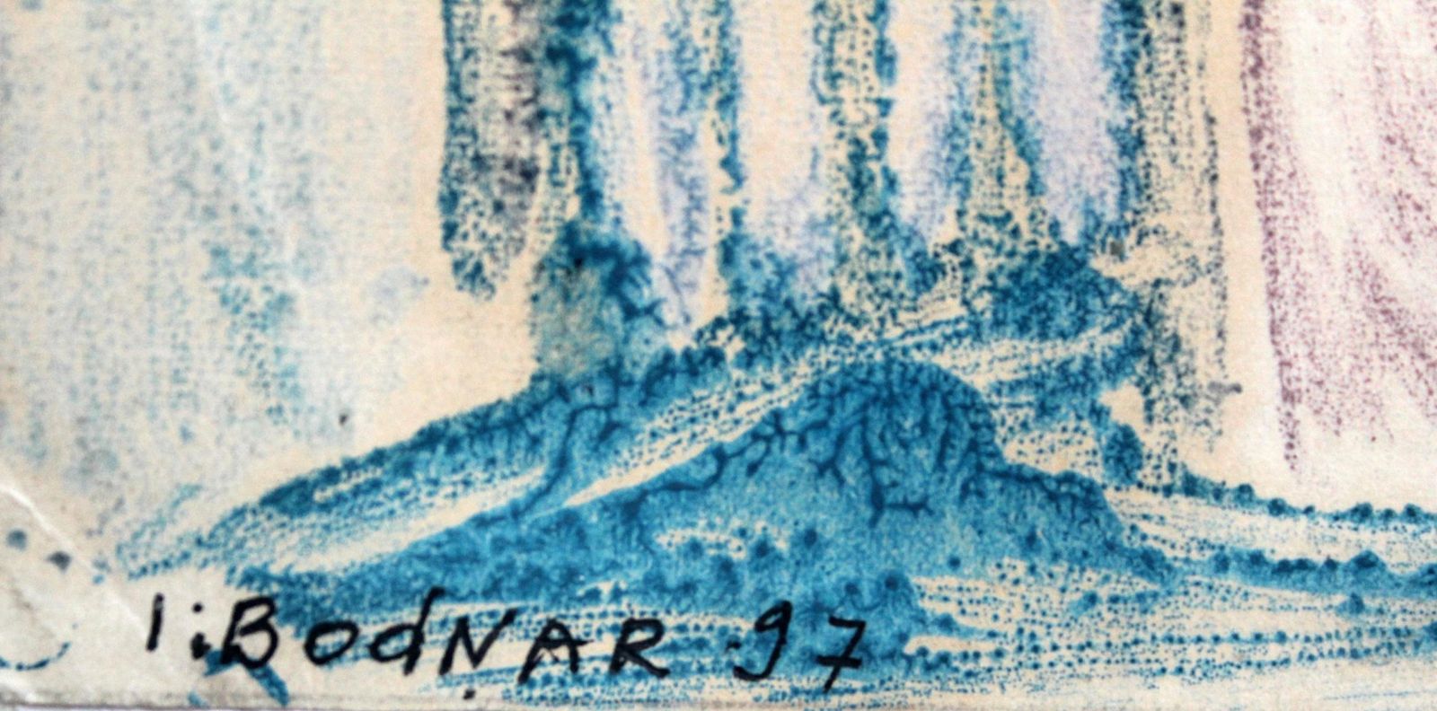 Igor Bodnaruntitled   XX Century, Mixed Media Portrait, Blue 1997 photo for sale
