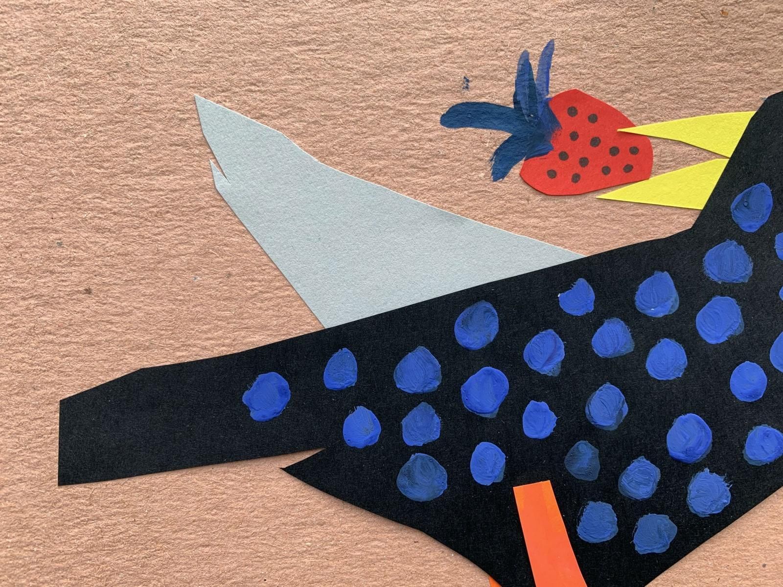 Marianna Oklejakstarling Crow. Papercut & Gouache Artwork,  Figurative, Polish Artist2020 photo Art