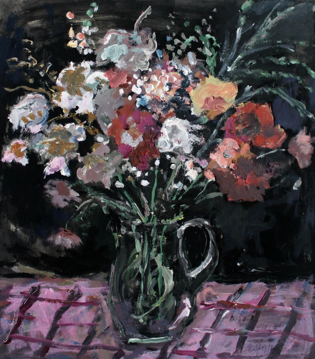 Magdalena Spasowiczbouquet   Xxi Century, Oil Painting, Figurative, Grey Tones, Still Life2010
