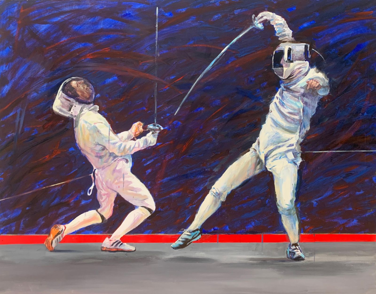 Dorota Zych Charaziakfencers. Figurative Oil Painting, Olympic Games, Sport, Realistic, Polish Artist2022