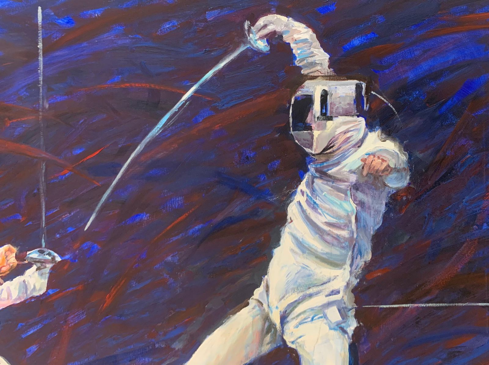 Dorota Zych Charaziakfencers. Figurative Oil Painting, Olympic Games, Sport, Realistic, Polish Artist2022 photo for sale