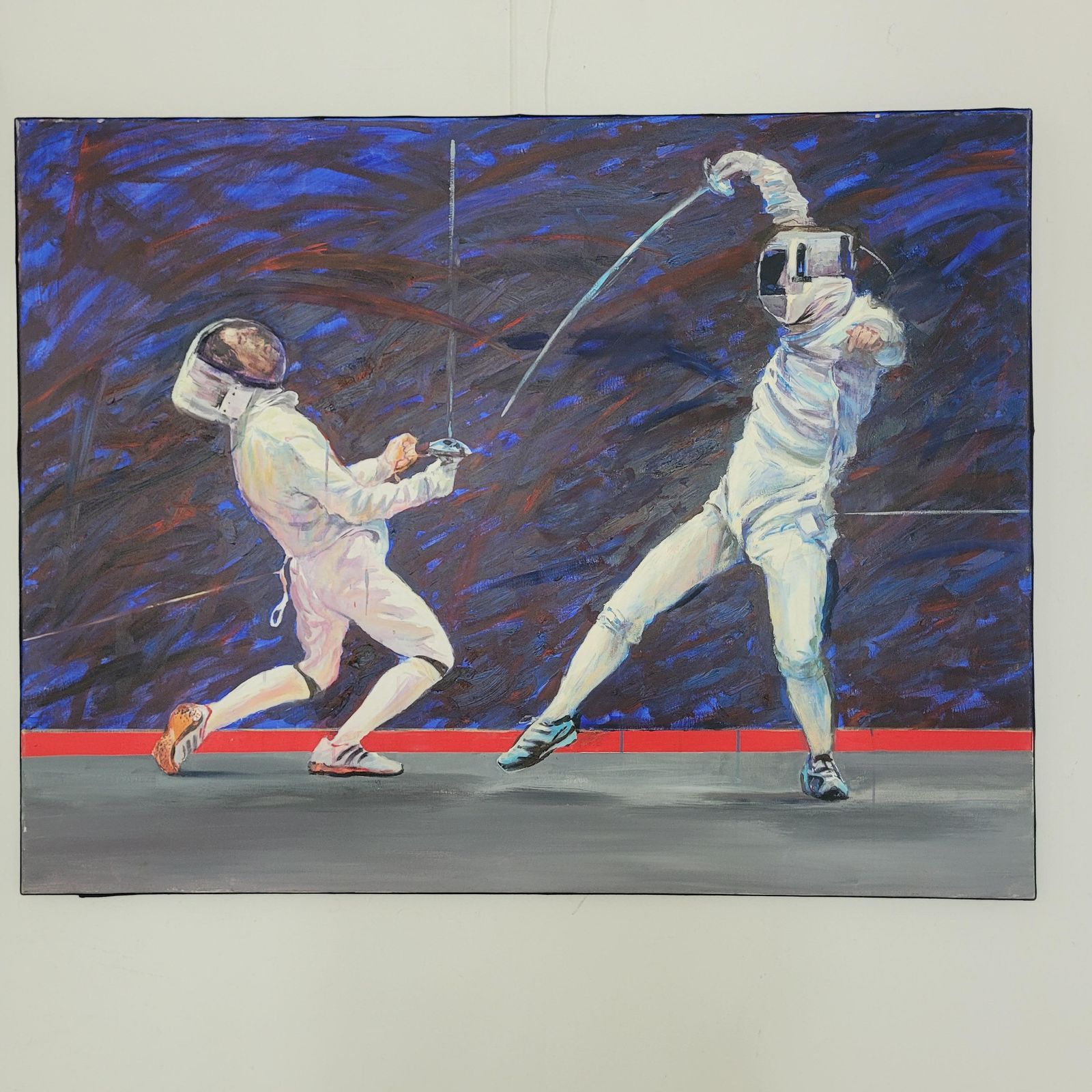 Dorota Zych Charaziakfencers. Figurative Oil Painting, Olympic Games, Sport, Realistic, Polish Artist2022 photo vintage
