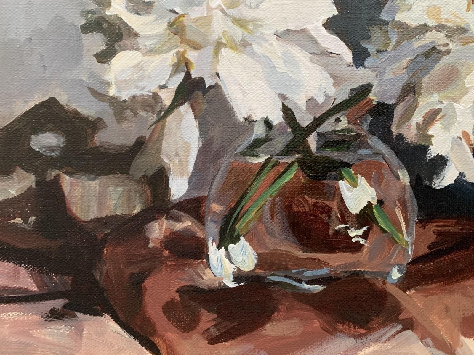 Janusz Szpytpeonies   Contemporary Still Life Oil Painting, Realism, Polish Art2022 photo furniture