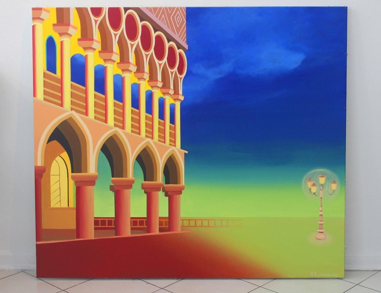 Marta Rynkiewiczsan Marco Square. 21st Century, Figurative Acrylic Painting, Pop Art, Surrealist2018 photo for sale