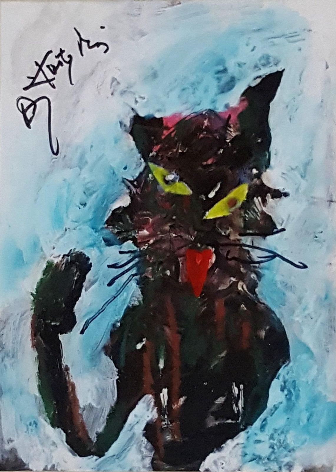 Andrzej Kreutz Majewskimieus   XX Century, Contemporary Acrylic Painting, Cat, Animal, Grotesque2000