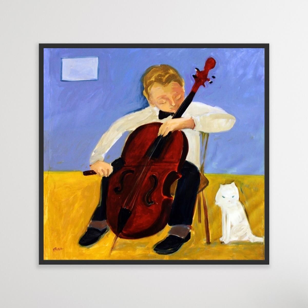 Monika Rossacellist   Xxi Century Contemporary Figurative Oil Painting, Bright Colors, Music2016 photo vintage