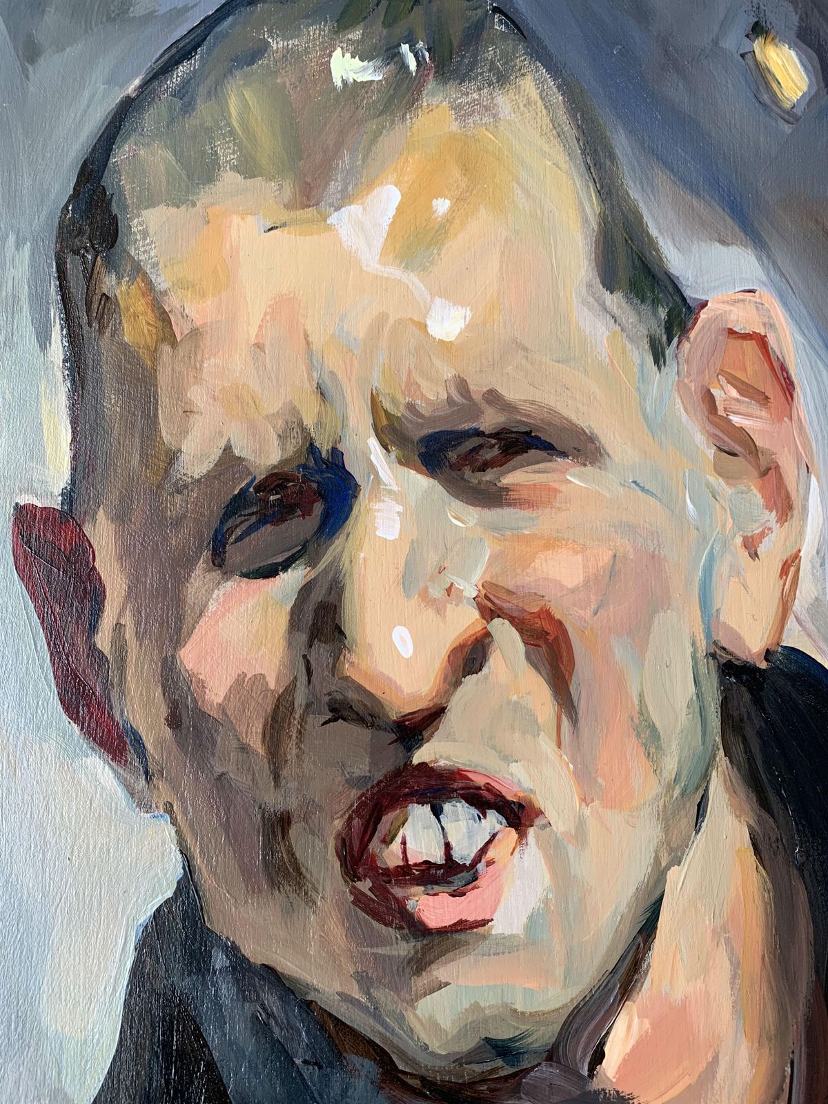 Janusz Szpytmourning At Gruszka's Place   Xxi Century, Contemporary Portrait Oil Painting2014 photo furniture