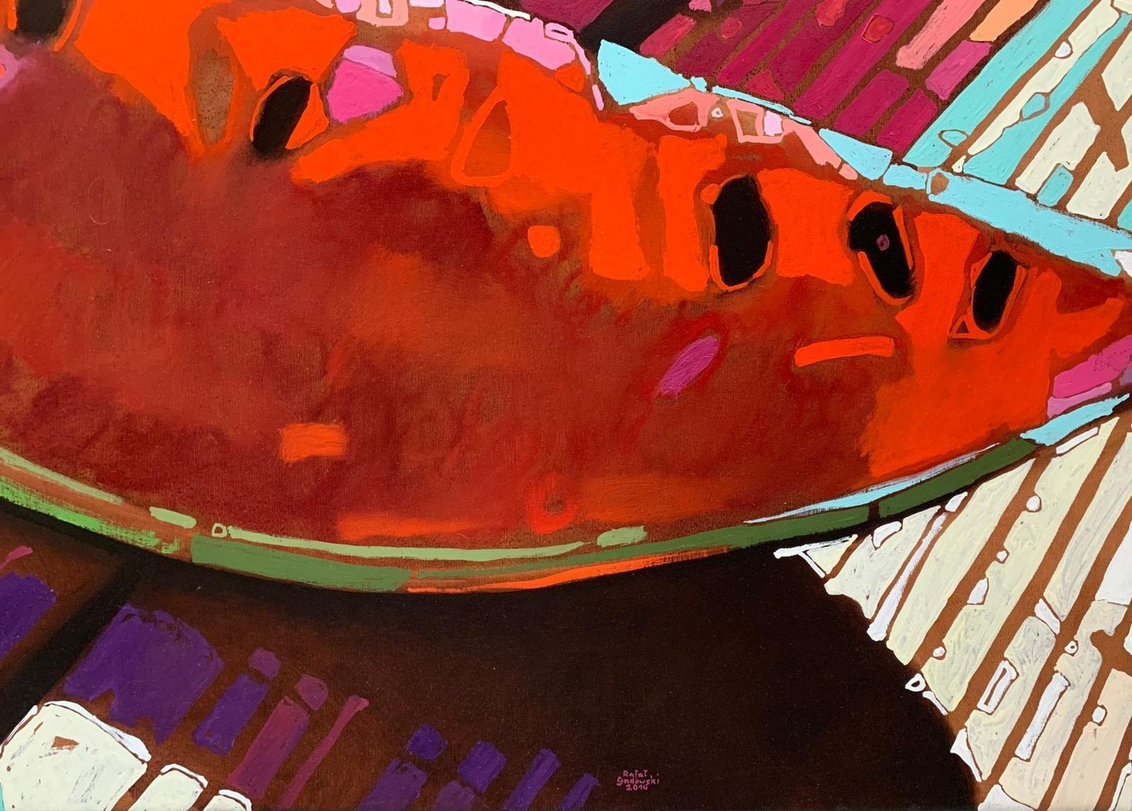 Rafał Gadowskiwatermelon 05. Figurative, Fruit, Colorful Pop Art Still Life, Polish Art2014 photo furniture