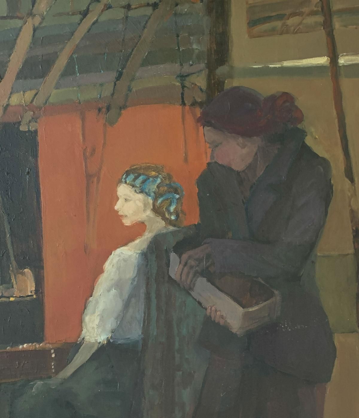 Martta Węgin Thoughts    Xxi Century, Oil Figurative Painting, Landscape Female Figures2001 photo furniture