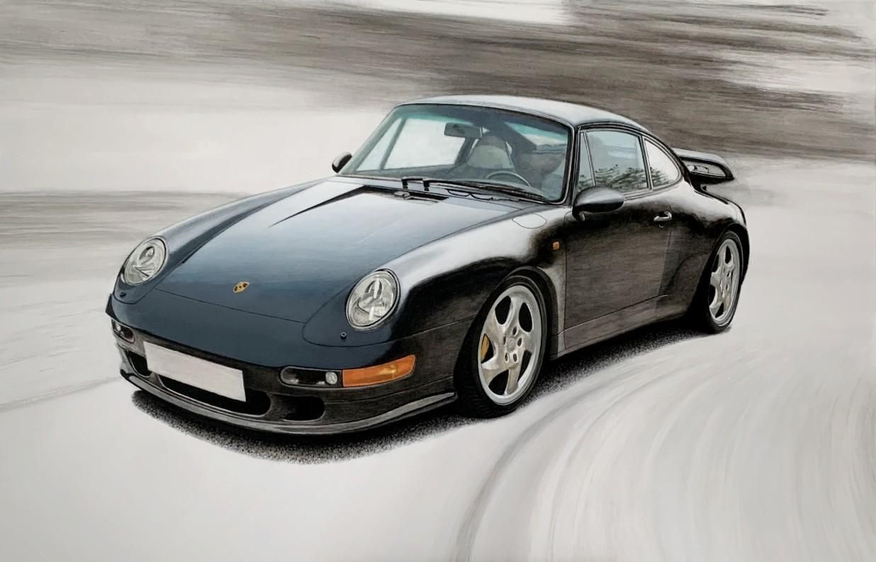 Michal Wojtysiakporsche 993. Contemporary Figurative Acrylic Painting, Realistic Car, Polish Art2023