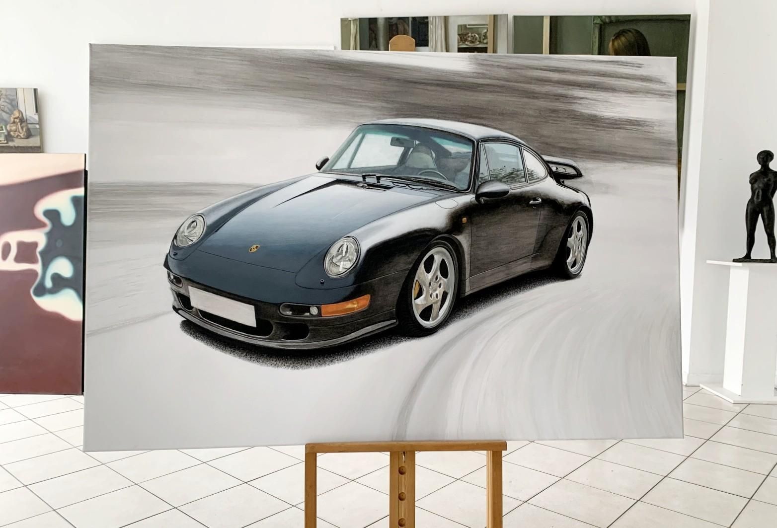 Michal Wojtysiakporsche 993. Contemporary Figurative Acrylic Painting, Realistic Car, Polish Art2023 photo furniture