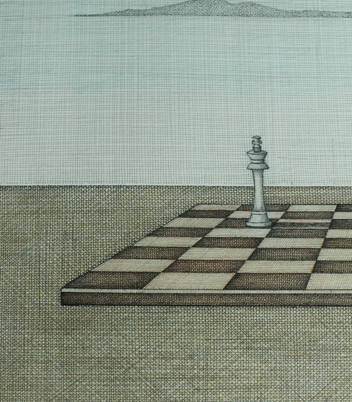 Joanna Wiszniewska Domanskaa Player. Figurative Drawing, Symbolic Surrealism, Chess, Polish Artist1998 photo Art