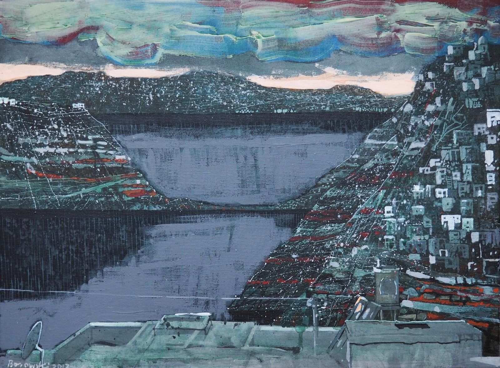 Andrzej Borowskia Steal See. 21st Century, Landscape, Acrylic Painting, Polish Artist2017