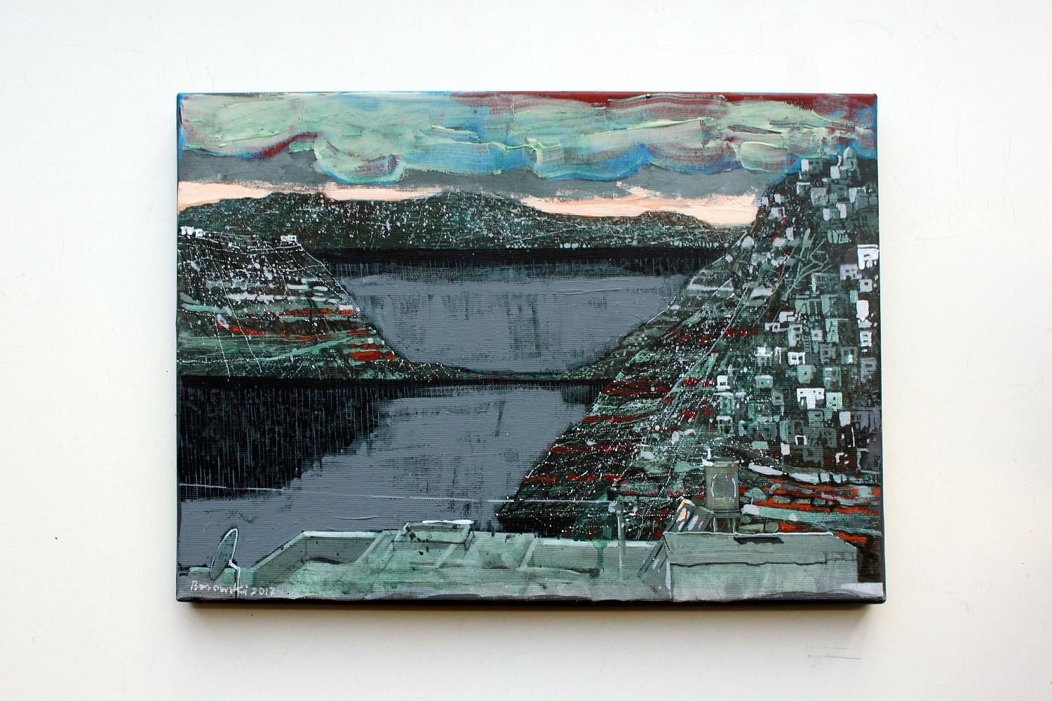 Andrzej Borowskia Steal See. 21st Century, Landscape, Acrylic Painting, Polish Artist2017 photo furniture