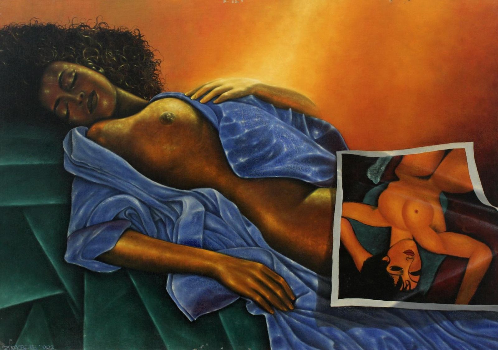 Mariusz Zdybalhommage A Modigliani. Figurative Painting, Surrealism, Female Nude, Polish Art2002