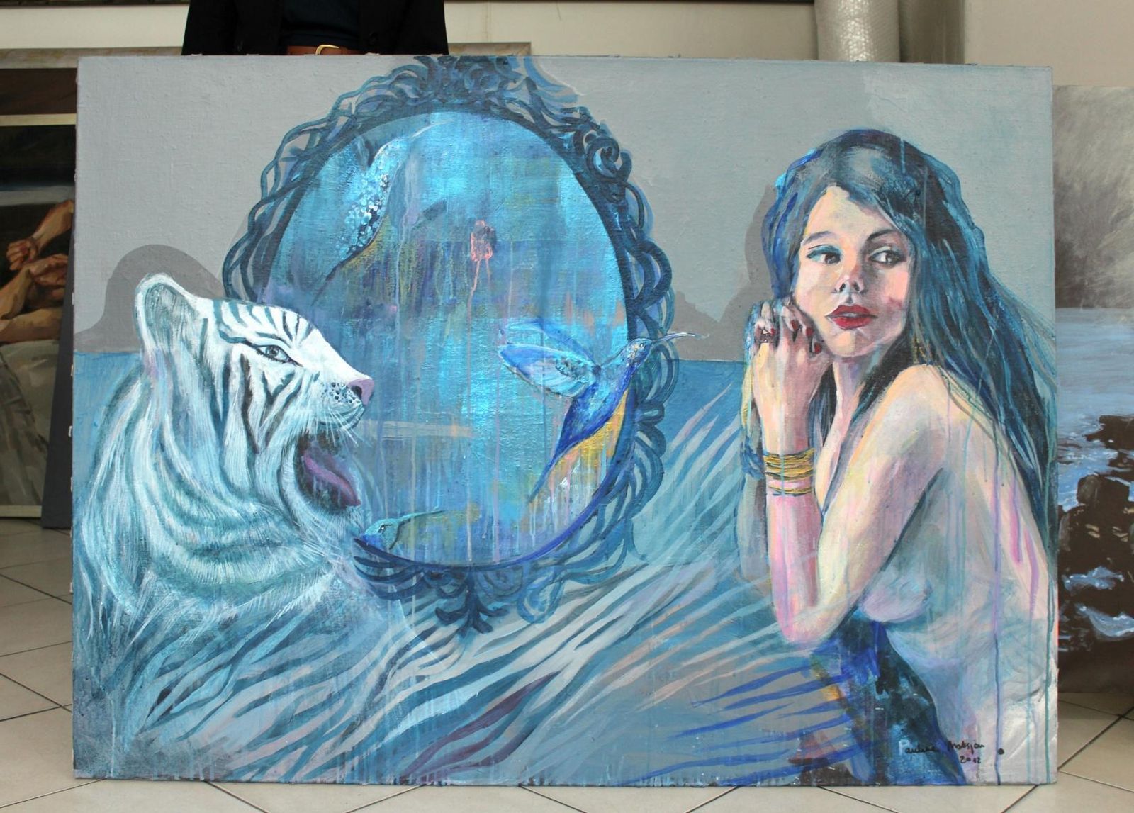 Paulina Maksjantransformation. Female Portrait, Figurative Painting, Tiger, Polish Artist2012 photo furniture