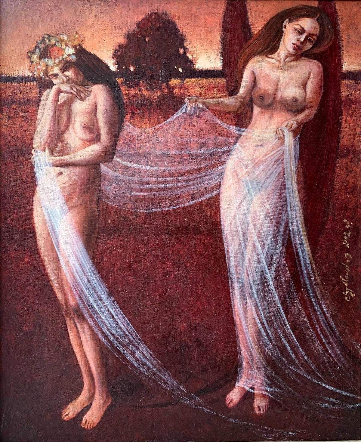 Katarzyna Szydlowskauntitled   Contemporary Figurative Oil Painting, Subtle Female Portrait, Vibrant2002
