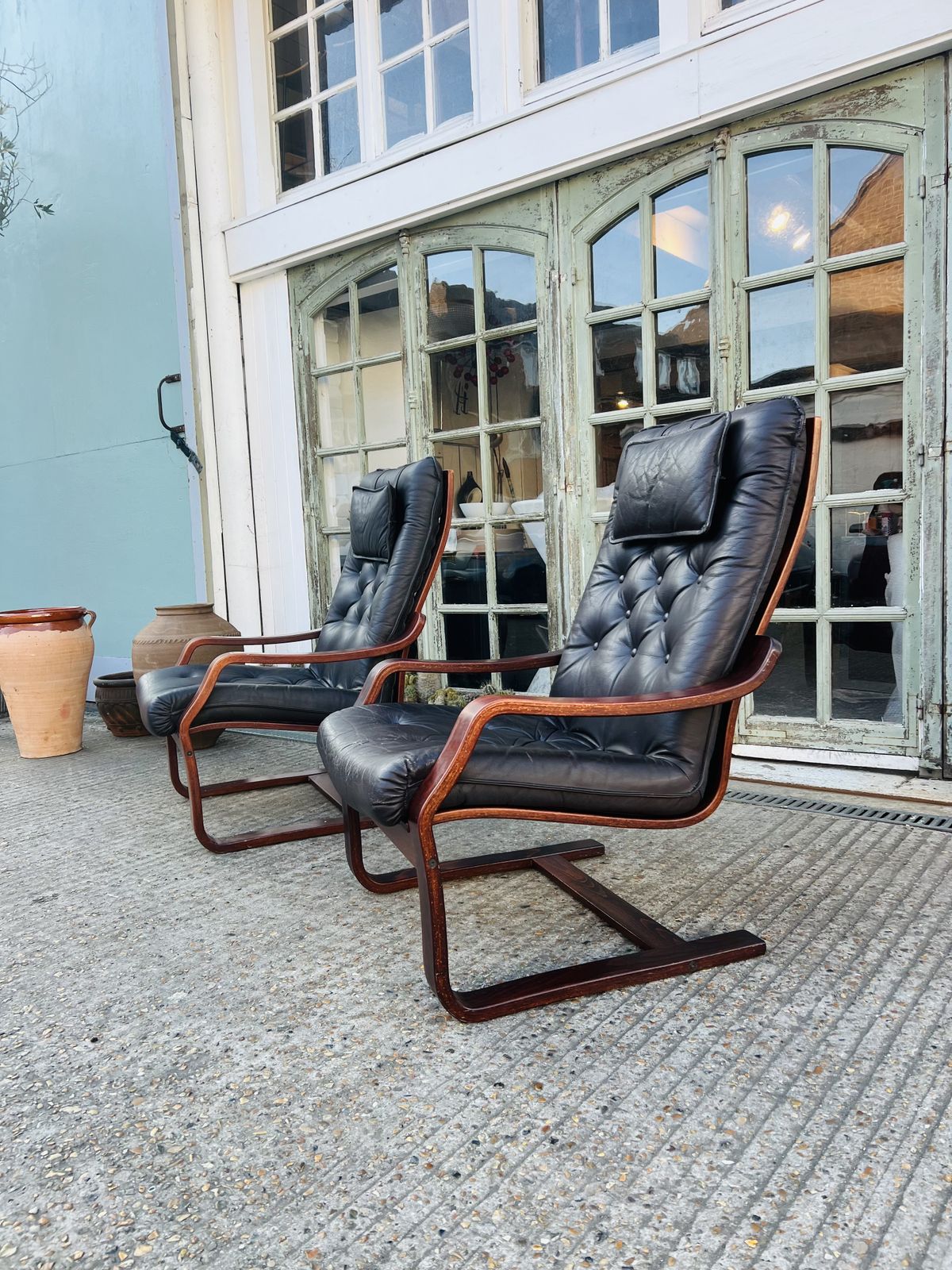 Danish Chairs, 1970s, Leather, Vintage photo Furniture