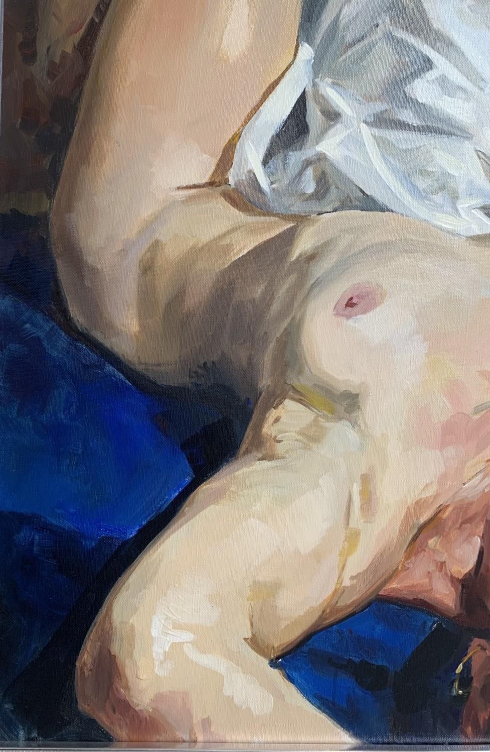 Janusz Szpytupside Down   Nude Female Portrait Oil Painting, Realistic, Polish Artist2019 photo Art