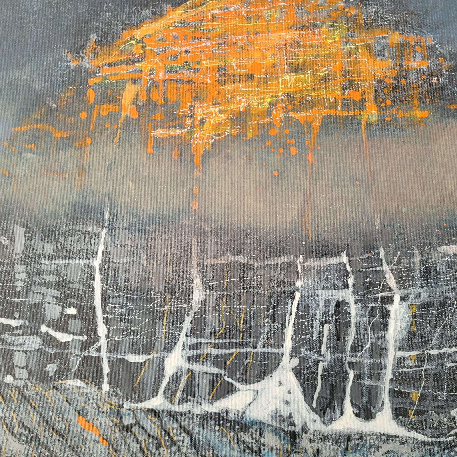 Andrzej Borowskiiversione Orancione. Vibrant Landscape, Contemporary Mountains Acrylic Painting2023 photo vintage