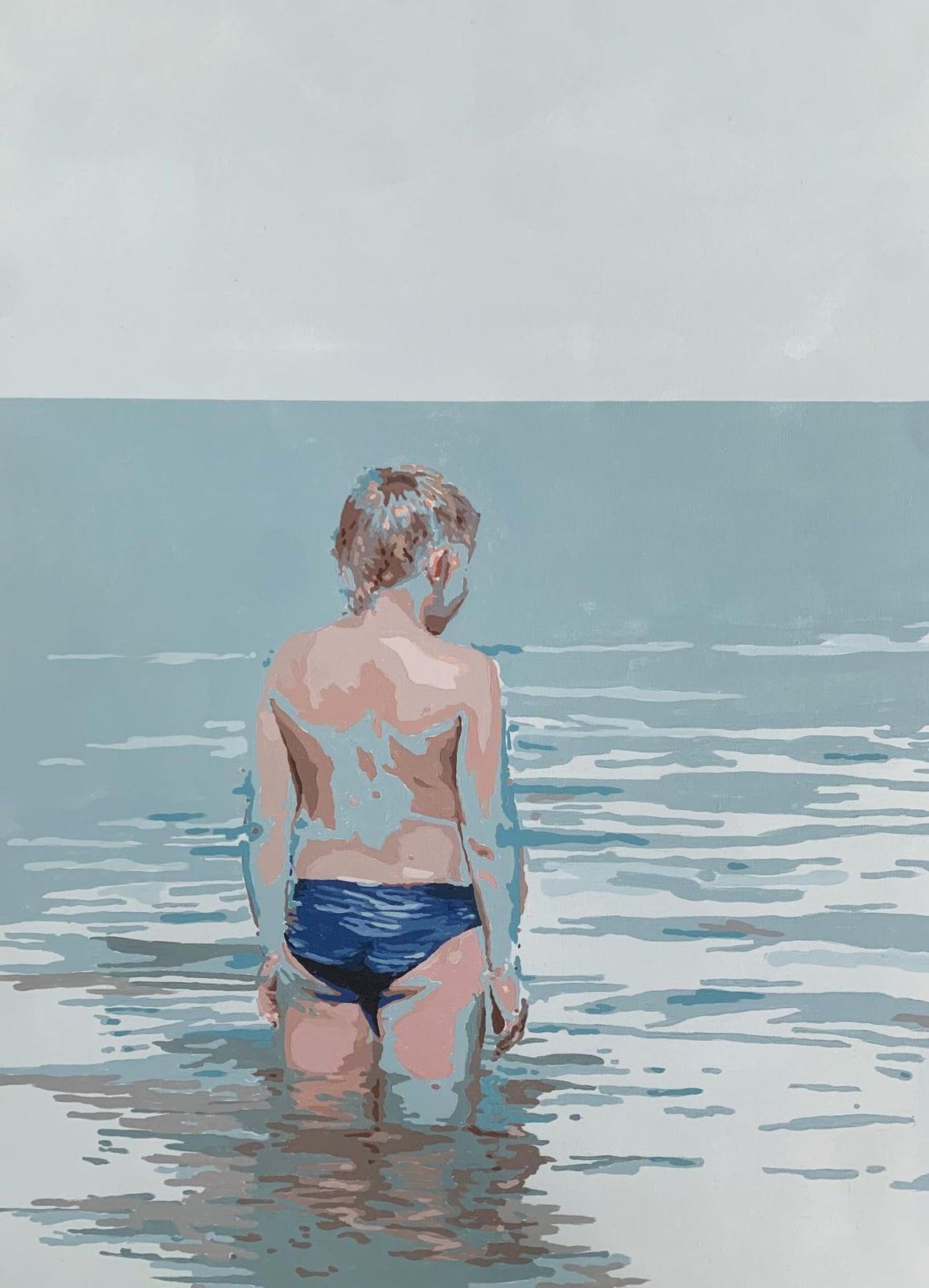 Joanna Woydain The Water. Figurative Acrylic Painting, Minimalism, Pop Art, Polish Art2024 photo for sale
