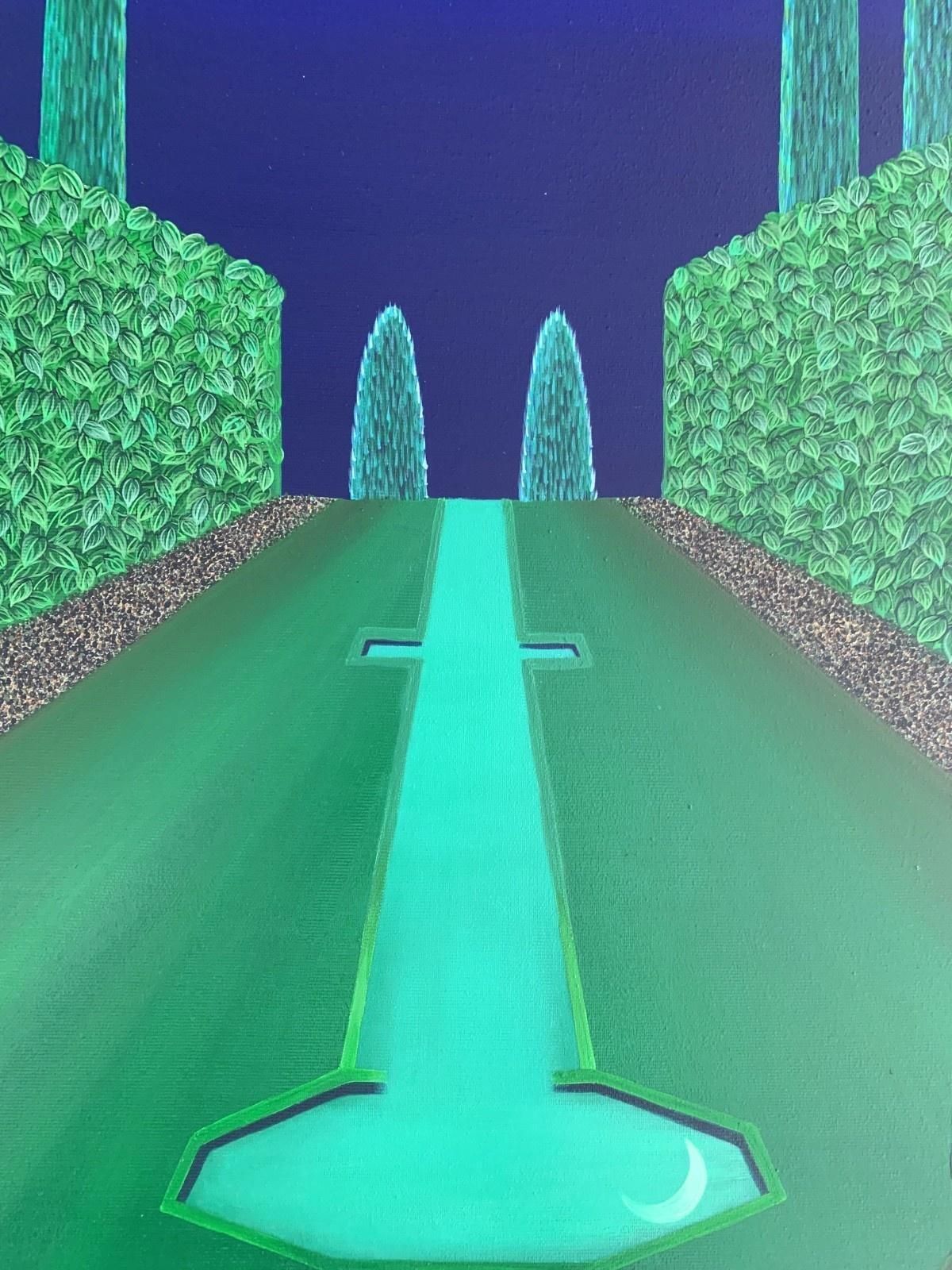 Marta Rynkiewiczheavenly Garden At Night   Acrylic Painting Pop Art Vibrant Colors Polish Artist2023 photo for sale