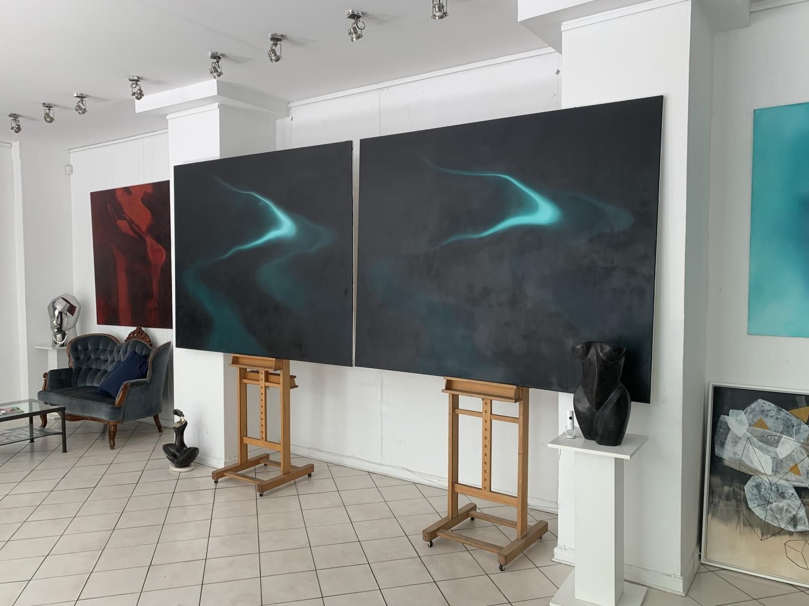 Klaudia Lataflash 1. Contemporary Oil Abstract Painting By Polish Young Artist2023 photo furniture