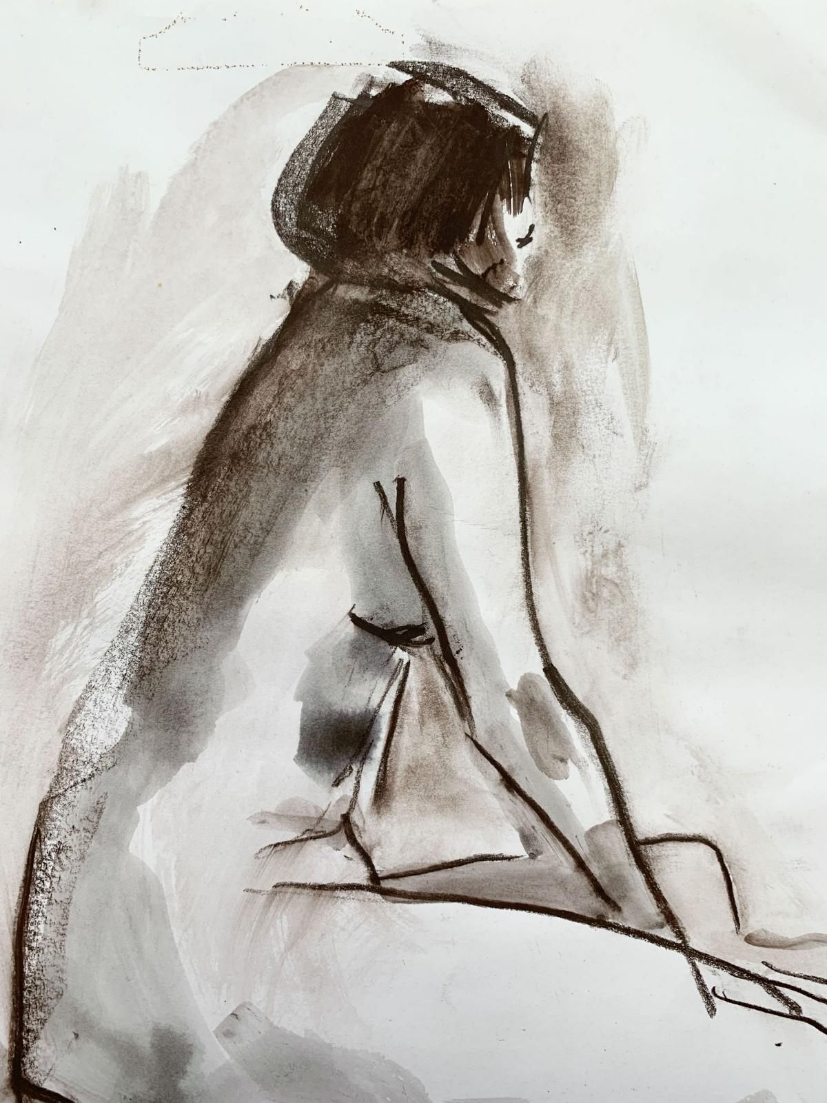 Miro Białynude   Contemporary Figurative Watercolor Painting, Black & White, Polish Art2018 photo for sale