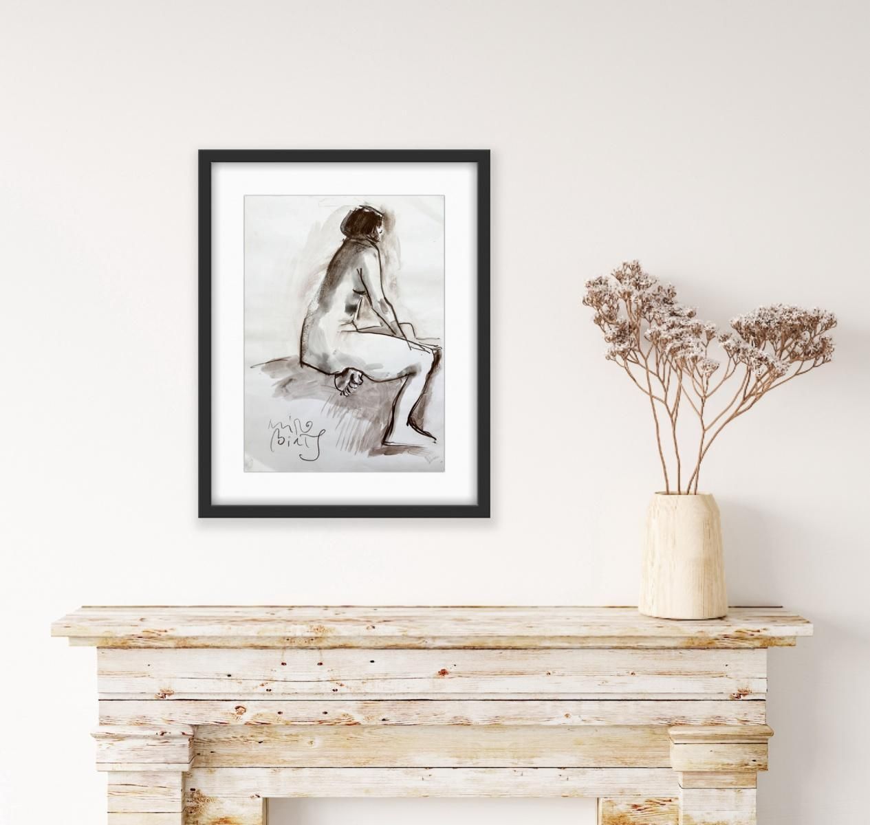 Miro Białynude   Contemporary Figurative Watercolor Painting, Black & White, Polish Art2018 photo buy