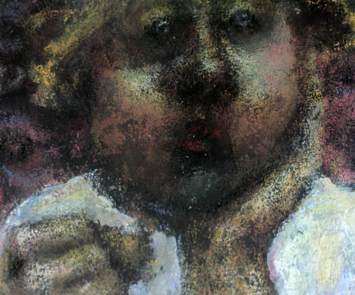Barbara Dyoniziak Stussreflection   Xxi Century, Figurative Pastel Portrait, Symbolic, Dark Colours1991 photo for sale